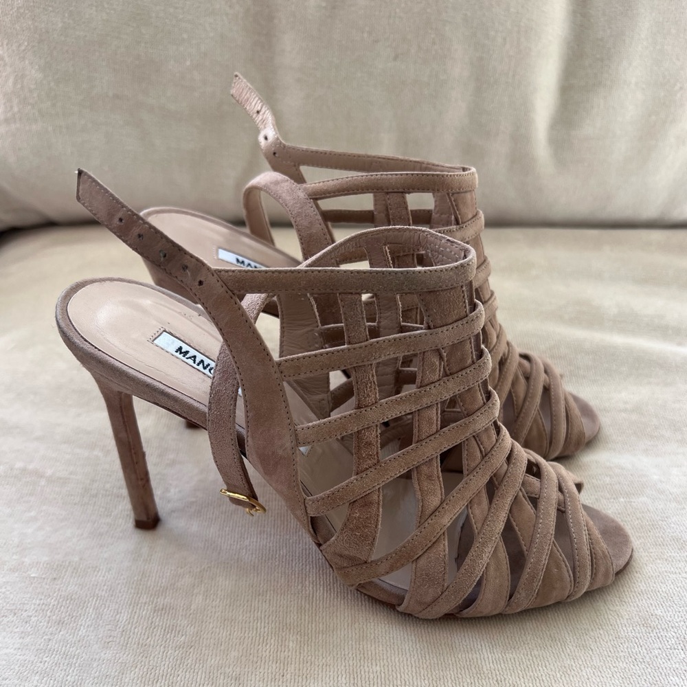 Manolo Blahnik Suede Pump Sandals 36.5